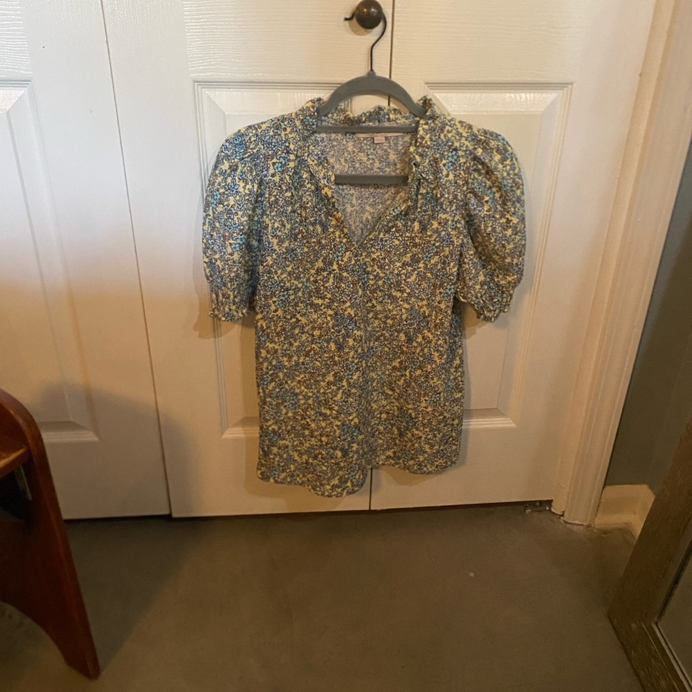 Loft Blue And Yellow Patterned Top - image 4